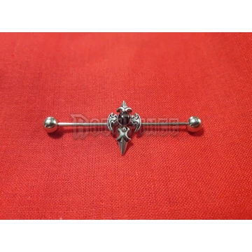 Industrial barbell with Santiago cross - piercing