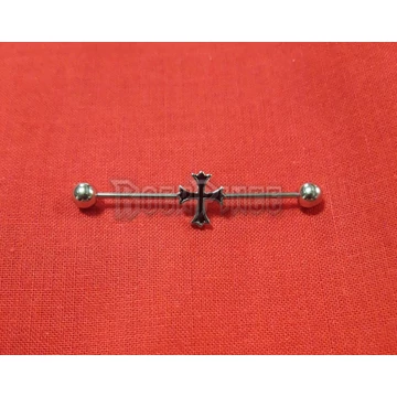 Industrial barbell with Gothic cross - piercing