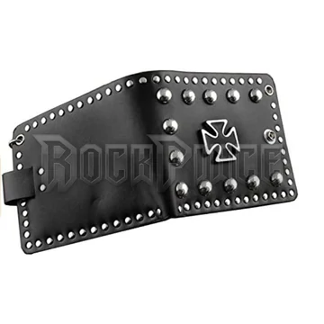 Black Iron Cross - szegecses pénztárca lánccal