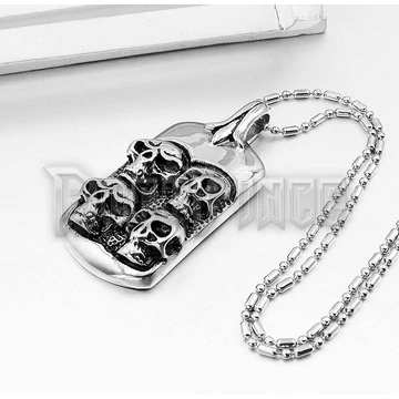 Four Skulls Dog Tag - acél medál