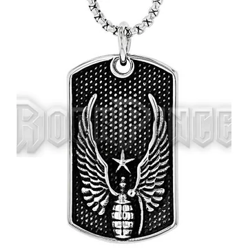 Winged Grenade Dog Tag - acél medál