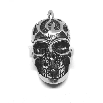 Flaming Skull - acél medál