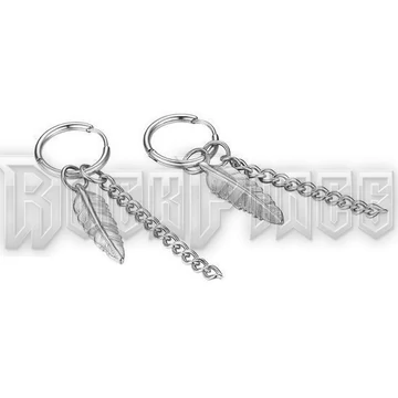 Hoop with Feather and Chain - fülbevaló /1 db