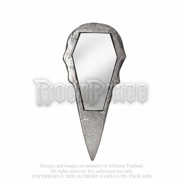 Alchemy - Raven Skull Hand Mirror - Antique Silver - kézi tükör V99S