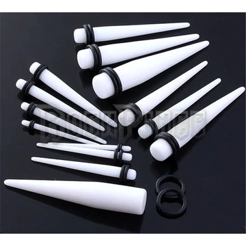 Fehér akril tüske fültágítók /db