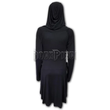 GOTHIC ELEGANCE - Black Widow Gothic Hooded Dress - P001F277