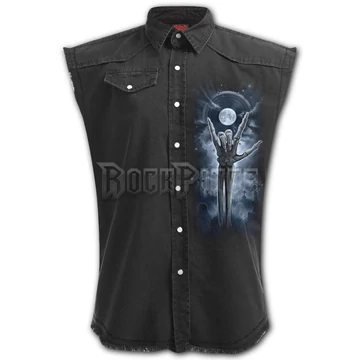 GRIM ROCKER - Sleeveless Stone Washed Worker Black (Plain) - T201M602