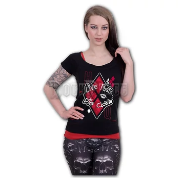 HARLEY QUINN - DIE CLOWN - 2in1 Red Ripped Top Black - G419F711