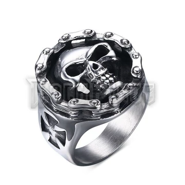 Motorcycle Chain Skull - acél gyűrű