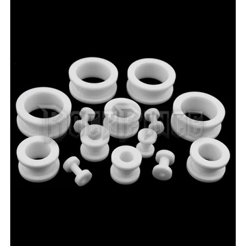 Fehér akril fültágító - 10/12/14/16/18/20 mm