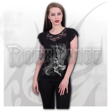 LUCID DREAMS - Lace Layered Cap Sleeve Top Black - D109F721