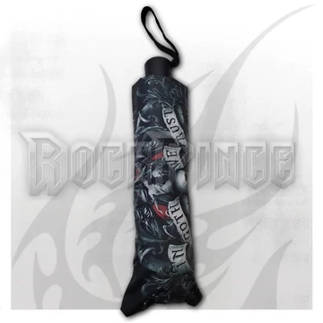 IN GOTH WE TRUST - Compact Travel Umbrella with Auto Open &amp; Close - D055A281