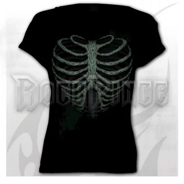 HEART RIBS - GLOW IN THE DARK - Boatneck Cap Sleeve Top Black - T211F744