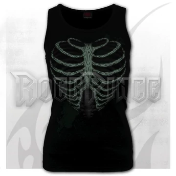 HEART RIBS - GLOW IN THE DARK - Razor Back Top Black - T211G058