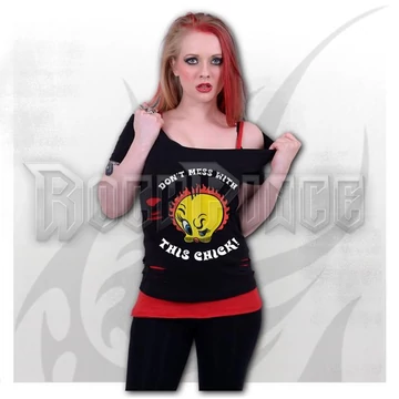 TWEETY - TOUGH CHICK - 2in1 Red Ripped Top Black - G509F711