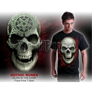 GOTHIC RUNES - GLOW IN THE DARK - Front Print T-Shirt Black - D111M121