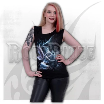 SACRED BOND - Gathered Shoulder Slant Vest Black - T216G072