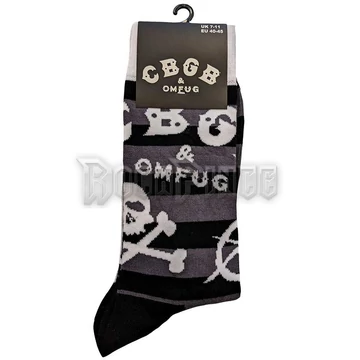 CBGB - Logos Striped - unisex boka zokni (egy méret: 40-45) - CBGBSCK01MB