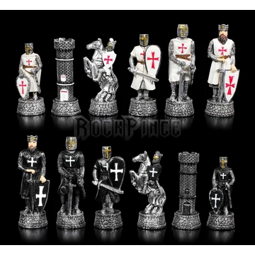 Chessmen Set - Crusader Black vs. White - SAKKBÁBU KÉSZLET TÁBLA NÉLKÜL - 817-1701
