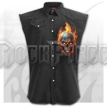 NIGHT RIDER - Sleeveless Stone Washed Worker Black - T226M602