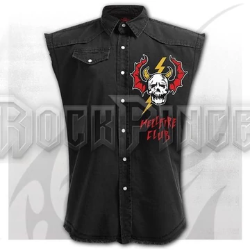 HELL FIRE CLUB - Sleeveless Stone Washed Worker Black - G035M602