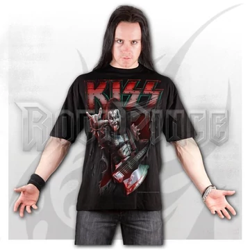 KISS - GENE RIPPED - Front Print T-Shirt Black - G604M121