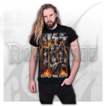 KISS - TOUR FLAMES - Front Print T-Shirt Black - G605M121