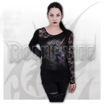 CELTIC UNICORN - Lace One Shoulder Top Black - L065F439