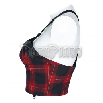 TARTAN REBEL - crop top OPT-548/BK-RD