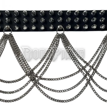 Killer Stud Leather Belt 3 Row with Chainfringe - BŐR ÖV - LDG260