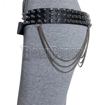 Killer Stud Leather Belt 3 Row with Chains - BŐR ÖV - LDG259