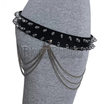 Killer Stud Leather Belt Double Row with Chains - BŐR ÖV - LDG258