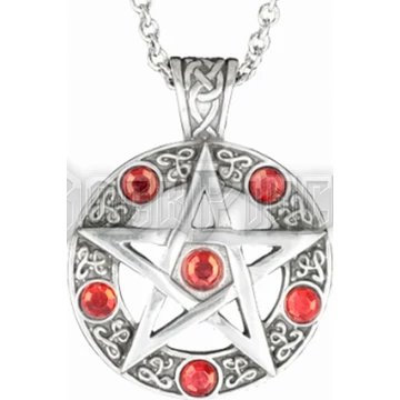 Hat köves pentagramma piros kővel - NEK-A443