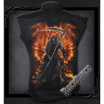 FLAMING DEATH - Sleeveless Stone Washed Worker Black (Plain) - W021M602