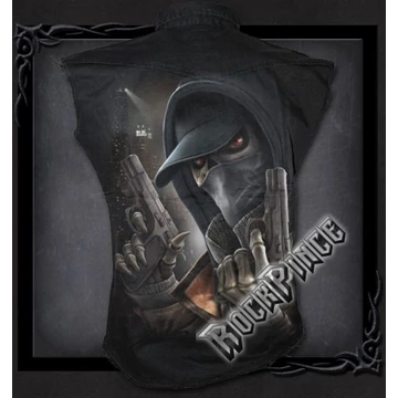 STREET REAPER - Sleeveless Stone Washed Worker Black (Plain) - M019M602