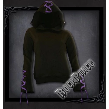 GOTHIC ELEGANCE - Purple Ribbon Gothic Hoody Black (Plain) - P001F261