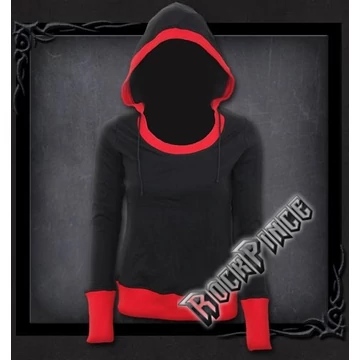 URBAN FASHION - Wide Rib Drape Hoody Red Black (Plain) - P004F266