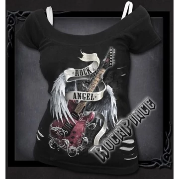 ROCK ANGEL - 2in1 White Ripped Top Black (Plain) - T091F710