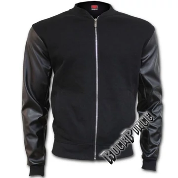 URBAN FASHION - Bomber Jacket with PU Leather Sleeves (Plain) - P004M655