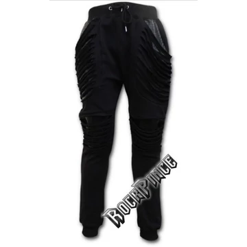 GOTHIC ROCK - Joggers Slashed with Pu Leather Inserts (Plain) - P002M801