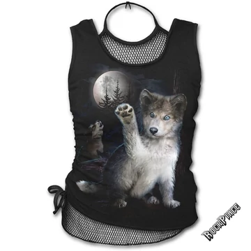 WOLF PUPPY - 2in1 Neck Tie Mesh Top Black (Plain) - F032G028