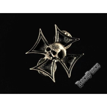 Koponya vaskereszt - kitűző / fémjelvény