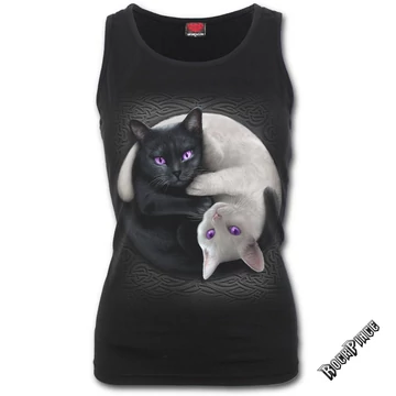 YIN YANG CATS - Razor Back Top Black (Plain) - F035G058