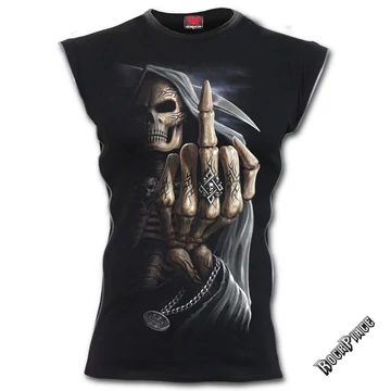 BONE FINGER - Zip Side Ribbed Gothic Sleeveless (Plain) - M005M008