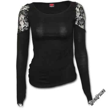 GOTHIC ELEGANCE - Shoulder Lace Top Black (Plain) - P001F443