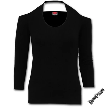 GOTHIC ROCK - Scoop Halter-Neck Long Sleeve Top (Plain) - P002F458