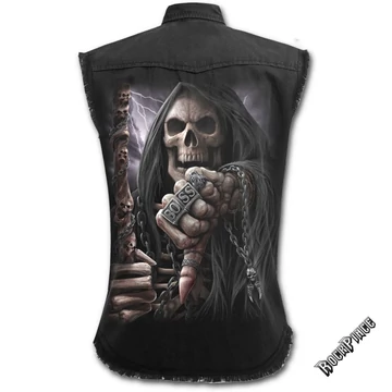 BOSS REAPER - Sleeveless Stone Washed Worker Black (Plain) - T138M602