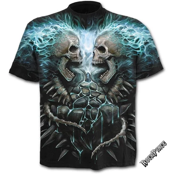 FLAMING SPINE - Allover T-Shirt Black - W016M105