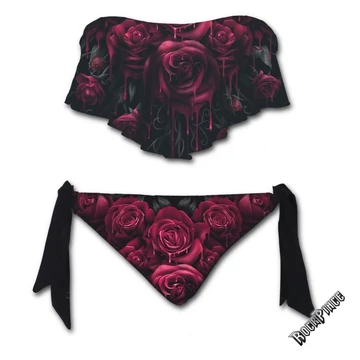 BLOOD ROSE - Allover Flapover Bikini Swimsuit (Plain) - K018G662