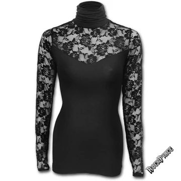 GOTHIC ELEGANCE - Fullsleeve Lace High Neck Corset Black (Plain) - P001F008